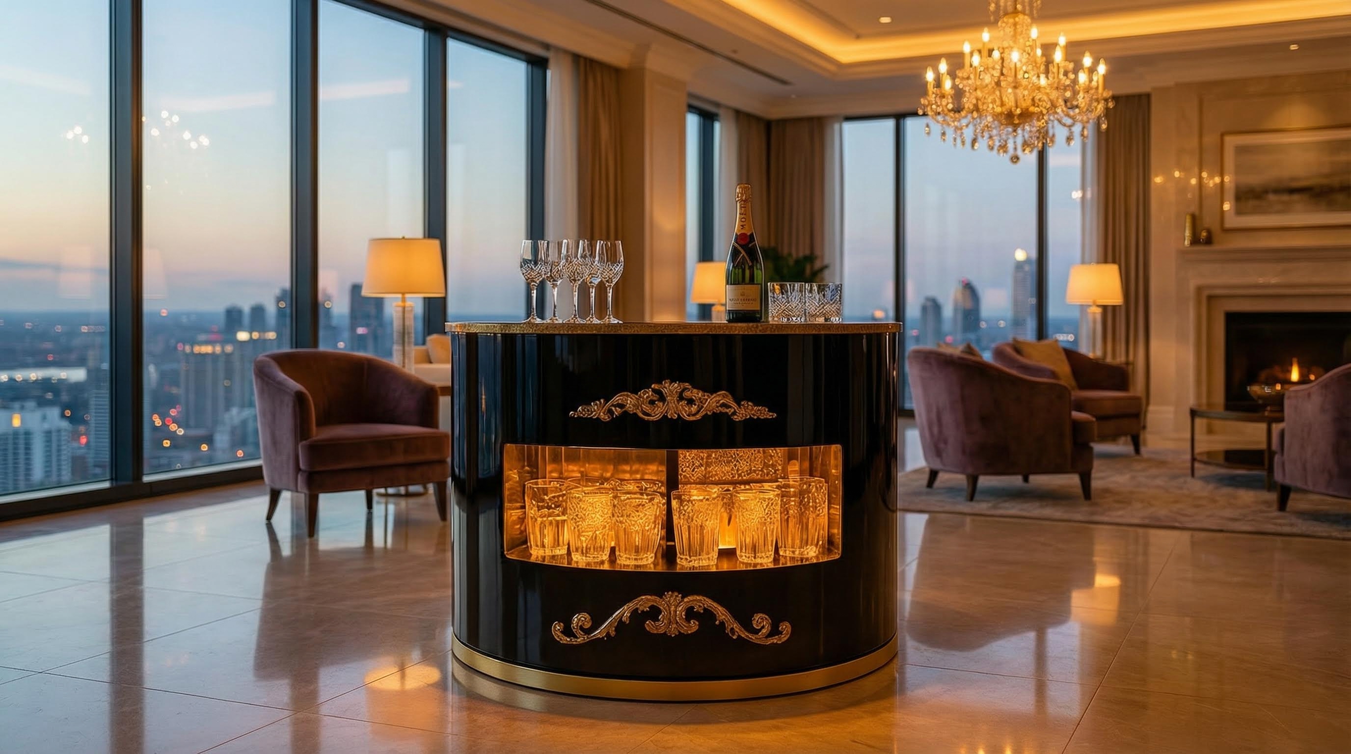 Chill&Drink: Luxury Smart Bar Table for Refined Hospitality